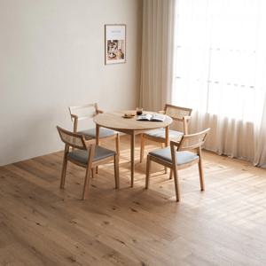 라떼 라탄 내추럴 인테리어 원목 원형 4인 식탁세트