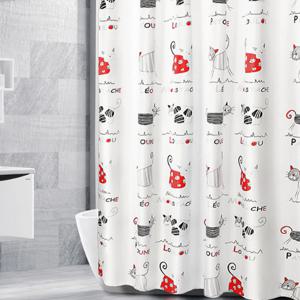 PEVA 호텔 샤워커튼 고양이 2size (커튼링 포함)