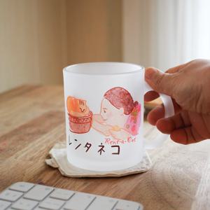 영화페러디 렌탈네코 일러스트 불투명 내열 유리 머그