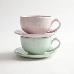 파스텔 꽃잎 쌍화차잔 대추 생강 한방차잔 2color