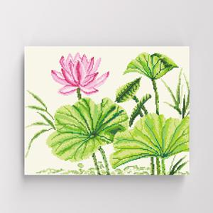 DIY캔버스형 보석십자수 40x50cm 단아한 연꽃