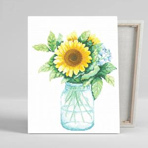 DIY캔버스형 보석십자수 40x50cm 해바라기 글라스