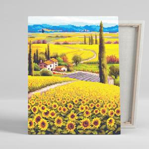 DIY캔버스형 보석십자수 40x50cm 해바라기와 작은집