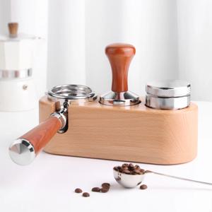 멀티 탬핑스테이션 포타필터 거치대 탬핑매트 우드 템퍼 51/53mm