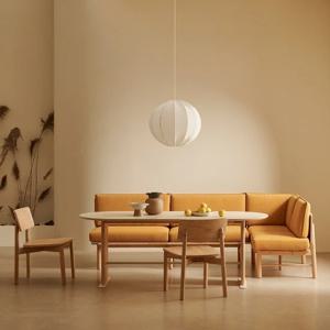 포레 컴포트 6인 라운지세트 1800 타원 (벤치1, 코너벤치1, 원목의자2)