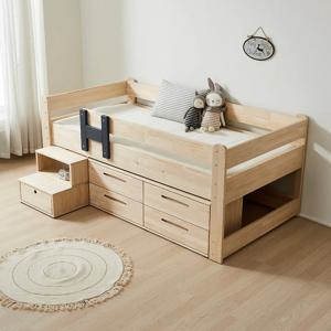 밀포드 소나무 원목 서랍형 낮은 벙커 침대
