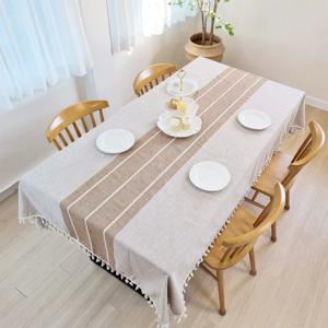 린넨 방수 식탁보 2인 4인 6인용 테이블보 베이지 그레이 레이스