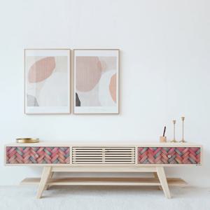 비비드헤링본 원목 거실장 2000 (5colors)