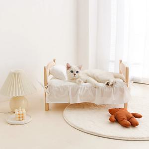 고양이 원목 DIY 우드 베드 침구 침대 쿠션 집 하우스
