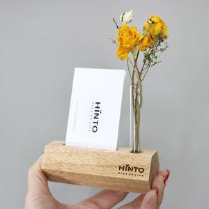 육각 우드 명함꽂이&미니화병 각인제작 (고무나무/세로형)