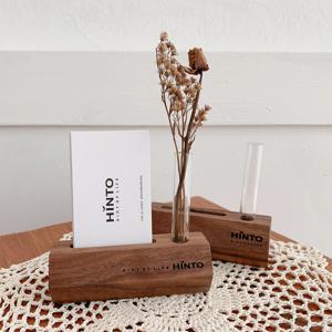 육각 우드 명함꽂이&미니화병 각인제작 (월넛/세로형)