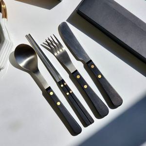 독일 황동리벳 디너 커트러리 4p 세트 / 한식숟가락+젓가락+디너포크+디너나이프