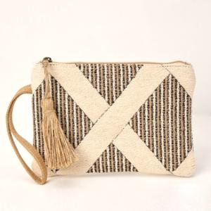 베이지 태슬 코튼 클러치백 가방