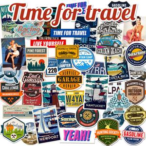 캠핑박스 캐리어 노트북 꾸미기 빈티지 방수 스티커세트