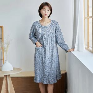 원피스파자마 플라워버디 순면 긴팔 꽃무늬 편한옷 홈웨어 빅사이즈잠옷
