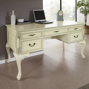 슬로 마호가니 원목 엔틱 테이블 책상(1600/아이보리)