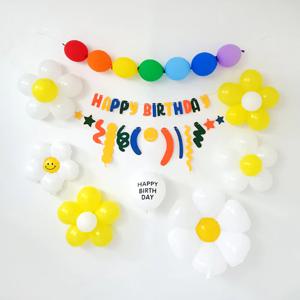 고급 펠트가랜드 데이지 호일풍선 생일파티세트