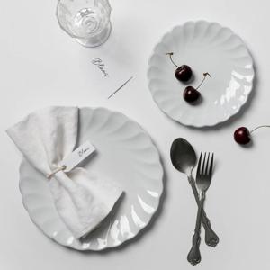 [1+1] 블랑 웨이브 접시 (소 1P+대 1P)