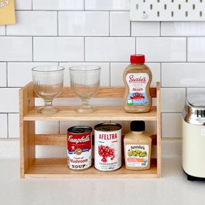 원목 양념선반 수납 주방 미니 선반장 2단