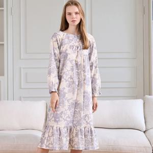 원피스파자마 블로썸 순면 긴팔 꽃무늬 편한옷 홈웨어 빅사이즈잠옷 (네이비)