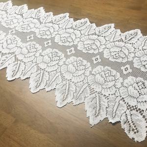 장미정원 긴 테이블보 레이스러너 화이트 레이스 매트 깔개 113cm