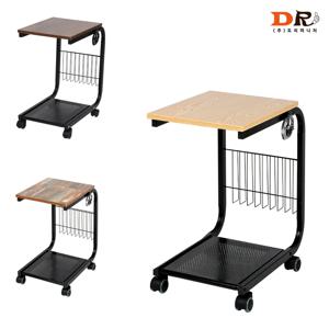 노트북 블랙 테이블 / 이동식 간이 보조 쇼파 바퀴 잡지 꽂이 수납형 식탁