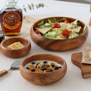 원형 우드볼 아카시아나무 요거트 샐러드볼