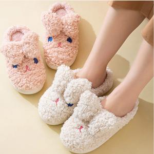 귀여운 토끼 실내화 논슬립 쿠션 층간소음 방지 거실 슬리퍼 뽀글이 겨울 룸슈즈 4color