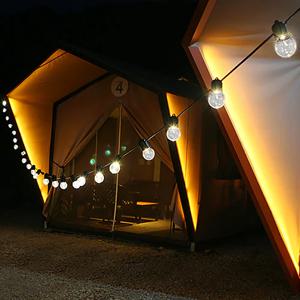 LED 아웃도어 감성조명12구 검정선 불투명볼  웜화이트 콘센트 컨텍터형(차박/킴핑용/파티