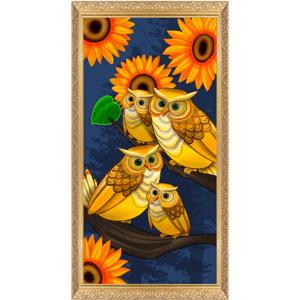 DIY 보석십자수금전수 최신26면+AB비즈 40x80cm 황금부엉이가족