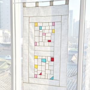[리퍼] 천연 린넨 조각보 창 가리개 (17color) 한옥 인테리어 봉집 커튼 8size