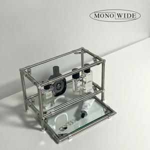 (무료배송)화장품진열대  2단 5mm 유리 모듈선반+유리 트레이 set 4color