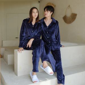 커플용 보슬보슬 심플 밍크 수면 카라 잠옷 상하세트 4color 3size
