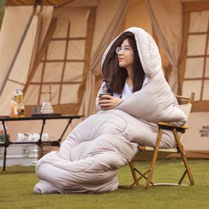 [해외] 겨울 두꺼운 방한 보온 싱글 캠핑 차박 침낭+전용파우치