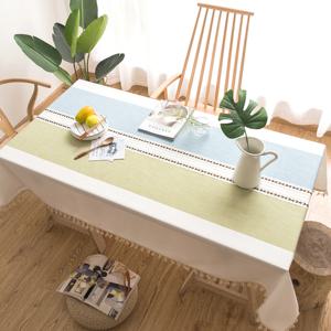 린넨 방수 식탁보 2인 4인 6인용 테이블보 투톤 그린블루 퍼플블루