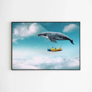 바다 고래 그림 동물 일러스트 포스터 인테리어 액자 - 19. 구름 속 고래