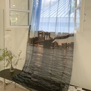 브루클린 브릿지 쉬폰 패브릭 포스터 인테리어 가리개 커튼 135x230cm
