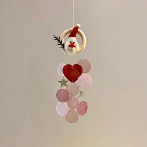 양모산타자개모빌 크리스마스 장식 인테리어 소품 도어벨 썬캐쳐 월행잉 (고리나사못증정)