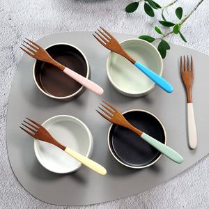 파스텔 나무 디저트 포크 5color
