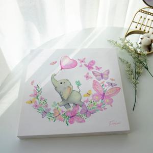 아이방 아기방 그림 귀여운 동물 일러스트 나비와 코끼리2 액자 캔버스 알루미늄