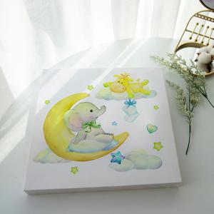 아이방 아기방 그림 귀여운 동물 일러스트 달나라 코끼리1 액자 캔버스 알루미늄