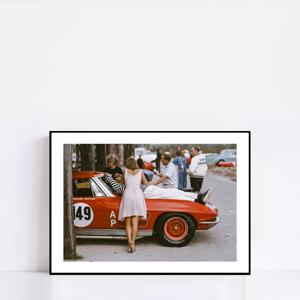 빈티지포스터384  RETRO R  클래식카 올드카 자동차 레드 사진 액자(S)