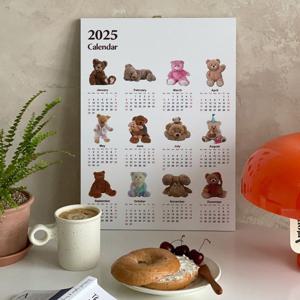 2025년 테디베어 곰돌이 캘린더 포스터 벽걸이 액자 달력 A3 (42cmX30cm)