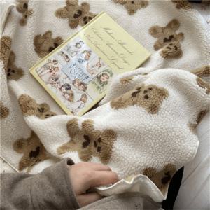 테디베어 양털 뽀글이 무릎 담요 블랭킷 (3color)