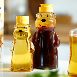 새지않는 거꾸로 플라스틱 양념통 캠핑 시럽 오일 꿀 소스통_곰돌이 대 360ml