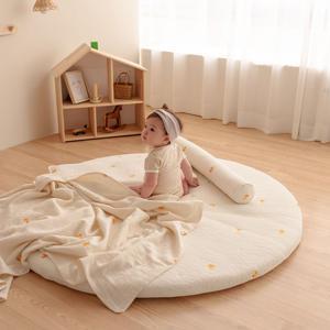 순수 줄누빔 아기 원형러그 무지/자수