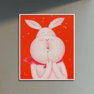 송지호, hoo~~, 아트포스터 월데코 거실 인테리어 토끼 동물 그림액자