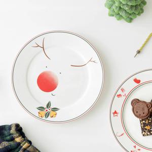 해피루돌프 플레이트 접시 20.5cm 크리스마스 파티 접시 소품 성탄절 연말 선물