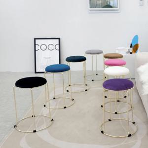 이태리인테리 화장대 스툴 의자 보조 미용 원형 등받이없는 벨벳