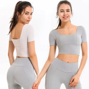 요가복 상의 필라테스복 커버업 크롭탑 여성 운동복 스윗하트넥반팔 5color 4size